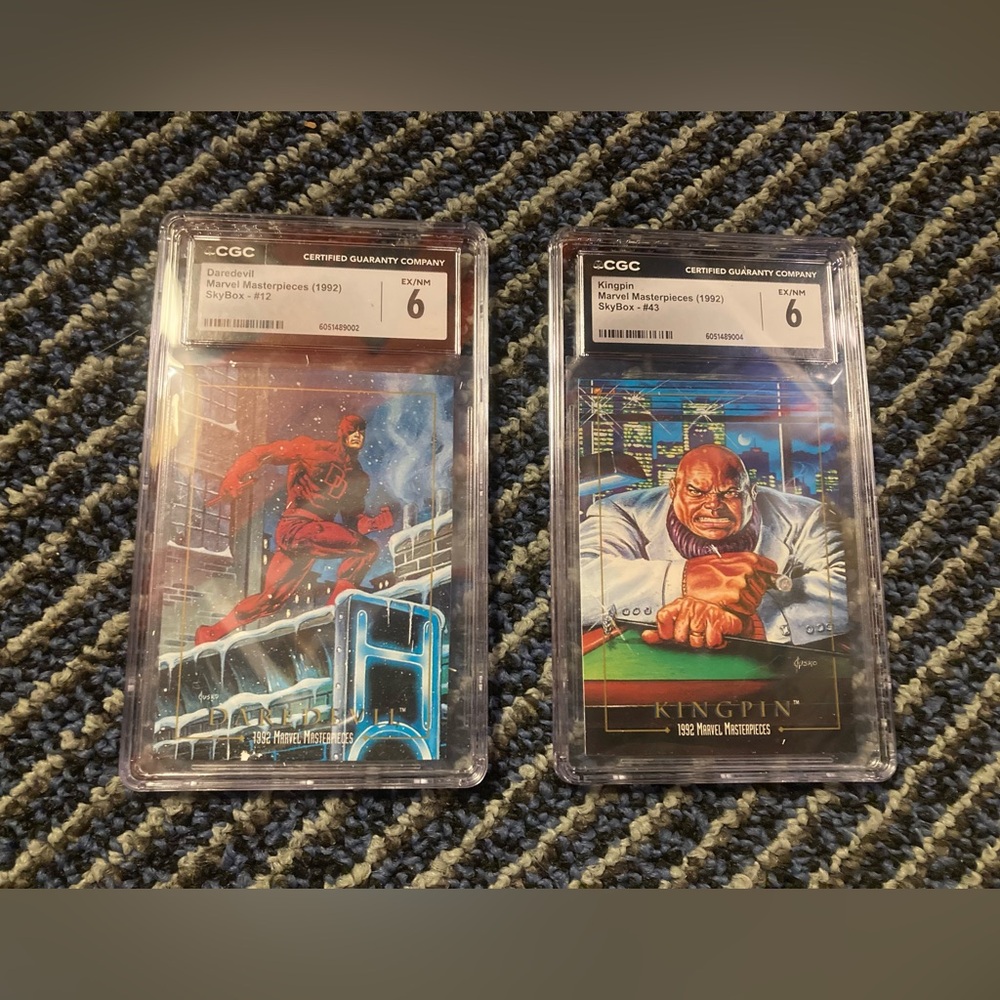 1992 SkyBox Marvel Masterpieces Kingpin and Daredevil Graded CGC singles GRADE 6